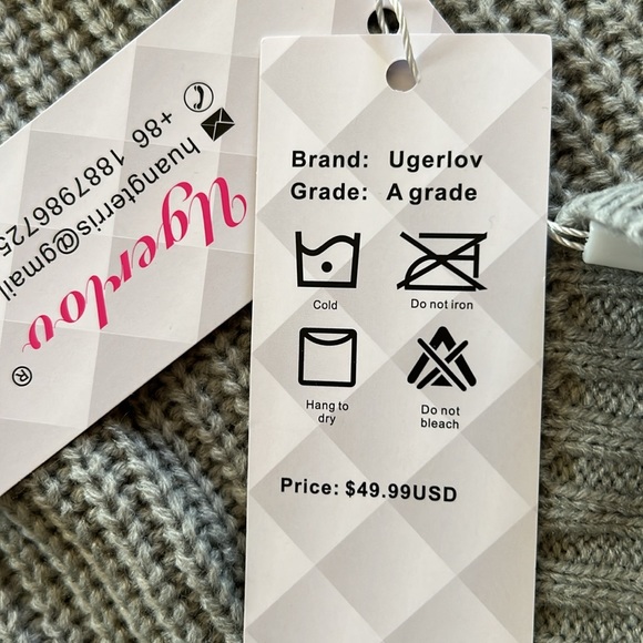 NEW Ugerloo Women’s Sweater Open Neckline Oversized Soft Green Size XL NWT - Picture 6 of 10